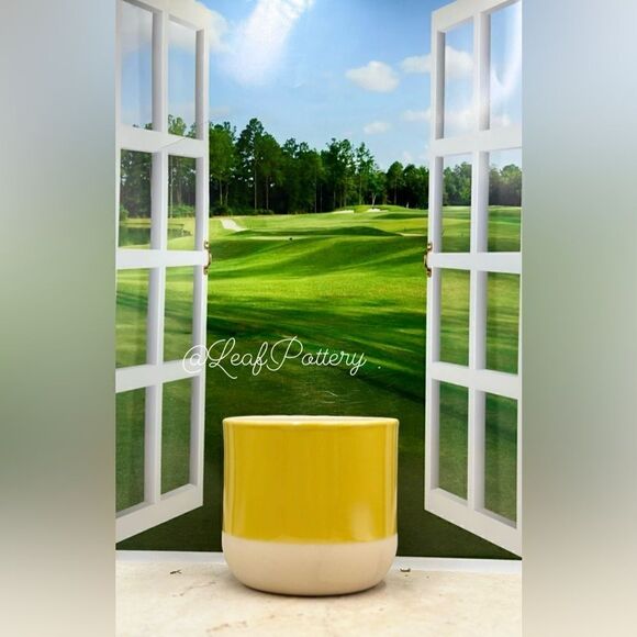 Aurelia Yellow/White Ceramic Planter Pot without drainage hole - Picture 1 of 9